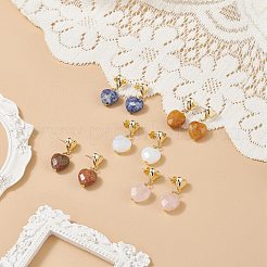 5 Pairs 5 Style Natural & Synthetic Mixed Gemstone Heart Dangle Stud Earrings&nbsp;EJEW-JE05084