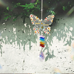 Glass Teardrop Hanging Suncatchers&nbsp;HJEW-WH0201-018
