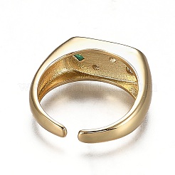 Brass Micro Pave Cubic Zirconia Cuff Rings&nbsp;RJEW-H538-06