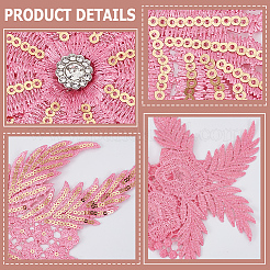 4Pcs Flower & Leaf Polyester and Plastic Applqiues&nbsp;PATC-CY0001-49B