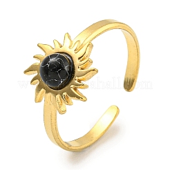 Ion Plating(IP) 304 Stainless Steel Synthetic Gemstone Cuff Rings&nbsp;G-Z056-01G