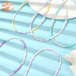 Glass Seed & Plastic Imitation Pearl Beaded Necklace&nbsp;NJEW-JN04377