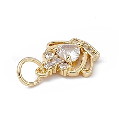 Rack Plating Brass Cubic Zirconia Charms&nbsp;KK-G451-27G