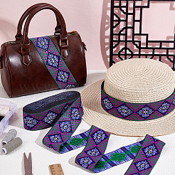 Hexagon Pattern Vintage Jacquard Polyester Ribbon&nbsp;OCOR-WH0107-12B