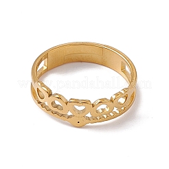 Ion Plating(IP) 201 Stainless Steel Hollow Out Heart with Evil Eye Finger Ring for Women&nbsp;RJEW-C045-06G
