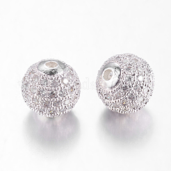 Brass Cubic Zirconia Beads&nbsp;ZIRC-D003-2S