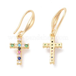 Brass Micro Pave Cubic Zirconia Dangle Earrings&nbsp;EJEW-F233-02