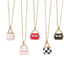 Alloy Enamel Handbag Pendant Brass Cable Chain Necklaces for Women&nbsp;NJEW-JN05273