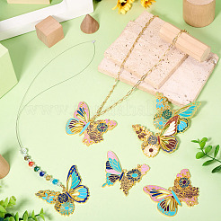 6Pcs 6 Styles Rack Plating Alloy Enamel Big Pendants&nbsp;ENAM-TA0002-76