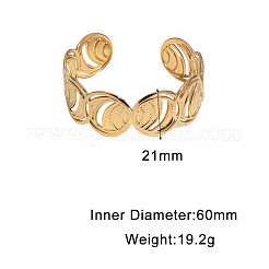 304 Stainless Steel Hollow Ring Open Cuff Bangles for Women&nbsp;WG17EC0-01