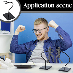 Assembled Rectangle PS Plastic Action Figure Display Stands with Adjustable Iron Support Arm&nbsp;ODIS-WH0100-12C
