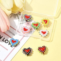 8Pcs 8 Colors Painted Glass Beads Bumpy Beads Heart&nbsp;LAMP-FS0001-50