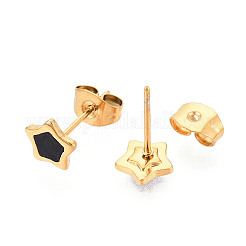 304 Stainless Steel Enamel Star Stud Earrings&nbsp;EJEW-T047-31G-A