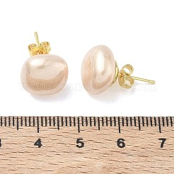 Brass & ABS Plastic Imitation Pearl Stud Earrings for Women&nbsp;PL-CBA760A-03A-G01