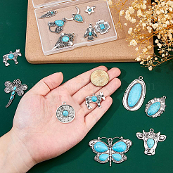 15Pcs 15 Styles Dyed Synthetic Turquoise Pendants&nbsp;FIND-DC0007-90