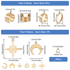 DIY Star Moon Sun Stainless Steel Charms Cuff Ring Making Kit&nbsp;DIY-SC0026-13G