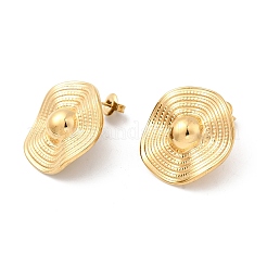 304 Stainless Steel Wavy Flat Round Stud Earrings&nbsp;EJEW-K268-53A-G