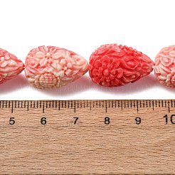 Synthetic Coral Dyed Carved Beads Strands&nbsp;SH-CBAE713-01B
