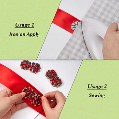 4Pcs Flower Alloy & Glass Rhinestone Applques&nbsp;DIY-MA0007-20B