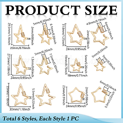 6Pcs 6 Styles Brass Micro Pave Clear Cubic Zirconia Screw Carabiner Lock Charms&nbsp;ZIRC-UN0001-16