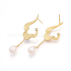 Brass Micro Pave Clear Cubic Zirconia Stud Earrings&nbsp;EJEW-N056-01G