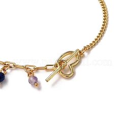 Brass Cubic Zirconia Charm Chain Bracelets&nbsp;BJEW-JB12364-02