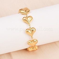 304 Stainless Steel Heart Link Chain Bracelets for Valentine's Day Gift&nbsp;BJEW-D359-17B-G