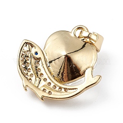 Real 18K Gold Plated Rack Plating Brass Micro Pave Cubic Zirconia Pendants&nbsp;KK-C015-28G-16