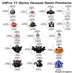 34Pcs 17 Styles Opaque Resin Pendants&nbsp;RESI-CJ0003-05