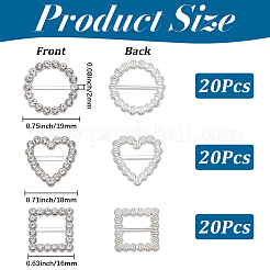 60Pcs 3 Styles Alloy Rhinestone Slider Buckles&nbsp;FIND-CY0001-92