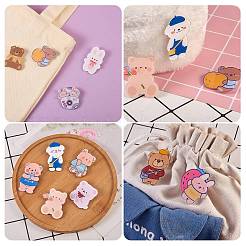 15Pcs 15 Style Bear & Rabbit Brooch Pins&nbsp;JEWB-SZ0001-35