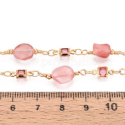 Handmade Brass Glass Square Link Chains&nbsp;CHC-T017-03