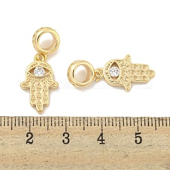 Brass Pave Clear Cubic Zirconia European Dangle Charms&nbsp;KK-S386-34G