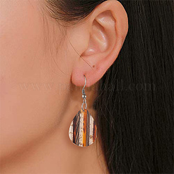 8Pcs 4 Styles Transparent Resin & Walnut Wood Stripe Pendants&nbsp;RESI-CJ0001-218