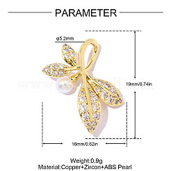 Brass Clear Cubic Zirconia Pendants&nbsp;KK-OY001-12G