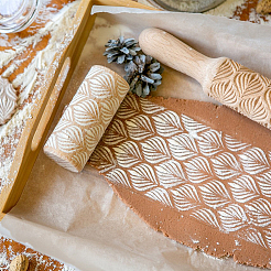 Flower Print Wood Rolling Pin&nbsp;AJEW-WH0528-06