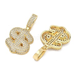 Brass Micro Pave Cubic Zirconia Pendants&nbsp;KK-P345-17G-07