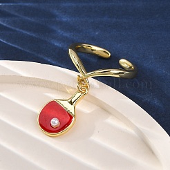 Brass Enamel Open Cuff Rings for Women&nbsp;RJEW-U057-27G