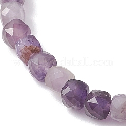 Natural Amethyst Cube Beads Stretch Bracelets for Women&nbsp;BJEW-JB13179-01