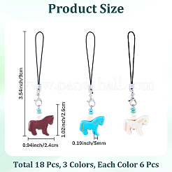 6 Sets Horse Brass Synthetic Turquoise Phone Mobile Straps&nbsp;HJEW-CP0001-39