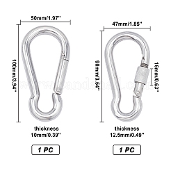 2Pcs 2 Style 304 Stainless Steel Rock Climbing Carabiners&nbsp;STAS-UN0020-68P