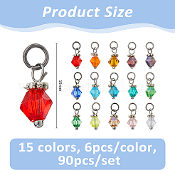 90Pcs 15 Colors Transparent Electroplate Glass Pendants&nbsp;PALLOY-FH00173
