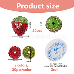 Handmade Polymer Clay Rhinestone Beads&nbsp;DIY-DC0003-65
