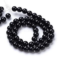 Natural Black Onyx Round Bead Strands&nbsp;G-T055-12mm-10