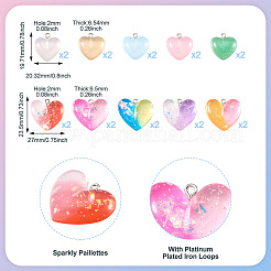 20Pcs 10 Colors Transparent Resin Pendants&nbsp;CRES-TA0001-43