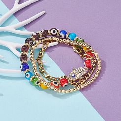 Chakra Stretch Bracelets & Chain Bracelets Sets&nbsp;BJEW-JB06193