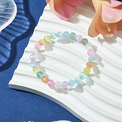 6mm Dyed Natural Selenite Round Beaded Stretch Bracelets for Women&nbsp;BJEW-JB10815