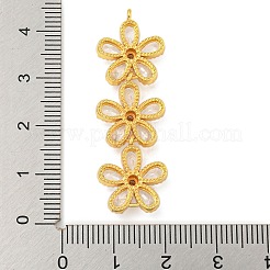 Brass Pave Clear Cubic Zirconia Three Flower Links Connector Charms&nbsp;KK-P277-51G