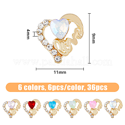 36Pcs 6 Colors Alloy Rhinestone Cabochons&nbsp;MRMJ-HY0001-15