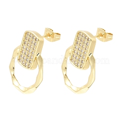 Brass Micro Pave Cubic Zirconia Stud Earrings&nbsp;KK-CBA5B62-03B-G